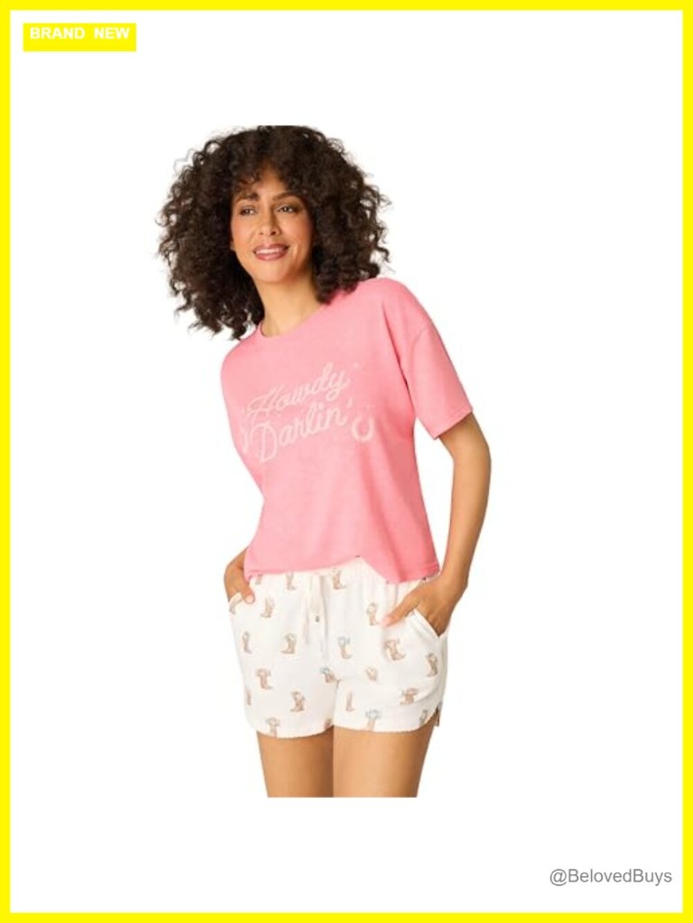 Western Howdy Darlin Graphic Tee Slub Jersey Relaxed Fit Pajama T-Shirt
